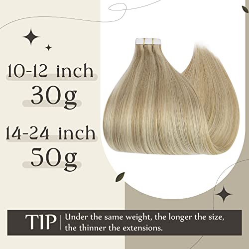 Full Shine 2packs Total 110g 16/22 2 polegadas de 12 polegadas Dirty Blonde Destaque Fita loira leve em Extensões de cabelo Remy