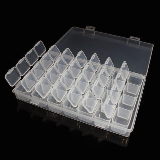 Botões transparentes de 28 slots de armazenamento de plástico ajustáveis ​​e pinos de jóias de jóias