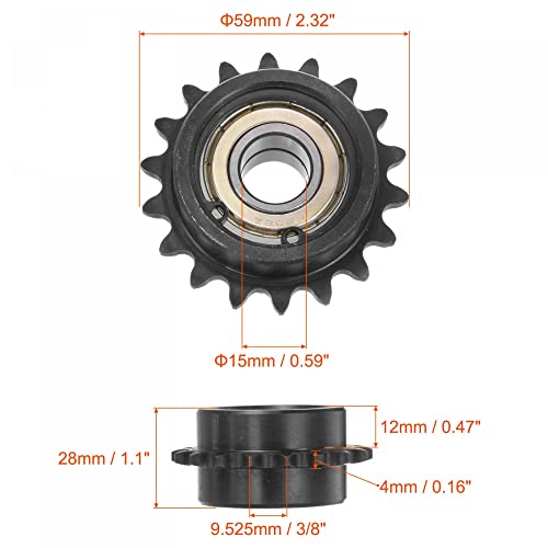 UXCELL #35 Chave de roda Indler, 15mm de 3/8 de tensionador de dentes de 3/8, óxido preto C45 aço carbono com inserção dupla para cadeias ISO 06C