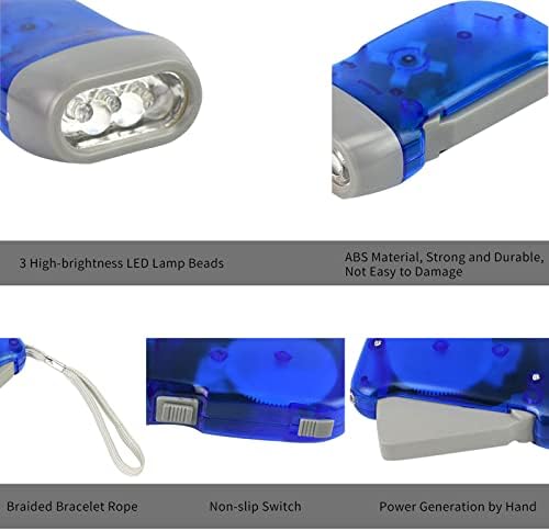 Fancemot 40 PCs lanterna manual manual, 3 LED lanterna portátil sem bateria para camping ao ar livre Backpacking Gear