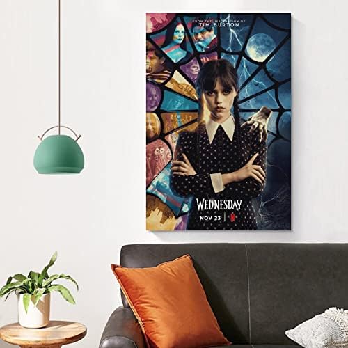 Zbdlxmd quarta -feira Addams Jenna Ortega TV Series Poster Poster Canvas dos anos 90 Sala de arte de parede Posters estéticos 12x18inch