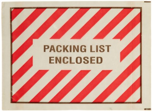 Envelopes de documentos de embalagem de carga lateral listrada vermelha impressos com Lista de embalagem Incluída,