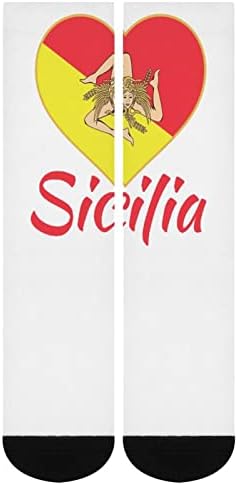 Bandeira da Sicília - Siciliana Trinacria de cores impressas de cores combinando meias atléticas de joelhos altos para mulheres homens