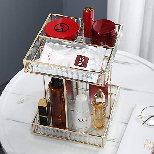 Anncus nórdico phnom penh vidro de vidro dupla prateleira spin maquiagem organizador de perfume de batom lipstick browtop acabamento caixa de armazenamento caixa de armazenamento