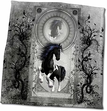 3drose heike köhnen design animal cavalo - lindo cavalo em preto e branco - toalhas