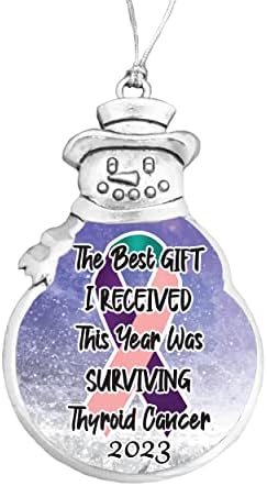 Ornamento de Natal sobrevivente ao câncer de tireóide Escolha Floco de neve ou bulbo no boneco de neve