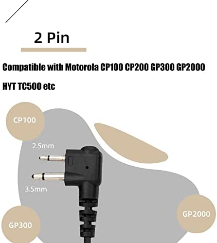 RETEVIS IN-EAR BUNDONETO DE RÁDIO DE BILHO COM MIC, TUBO DE BOLA, COMPATÍVEL COM MOTOROLA CP100D CP185 CP200 CP200D GP300 GP2000