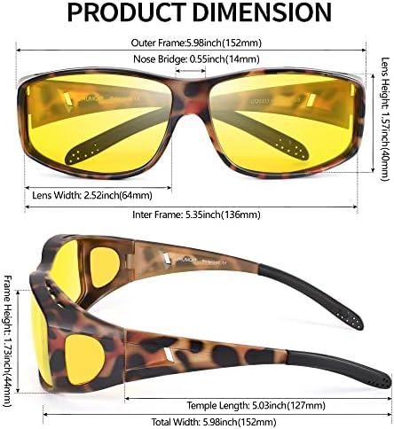 Visão noturna de urumqi Os óculos de condução se encaixam em óculos para homens, mulheres, anti -brilho polarizado, óculos HD Yellow Lens