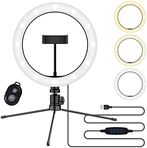 Bright selfie Ring Tri-Color Light Compatível com o seu Gionee P7 Max 10 polegadas com remoto para transmissão ao vivo/maquiagem/youtube/tiktok/vídeo/filmagem