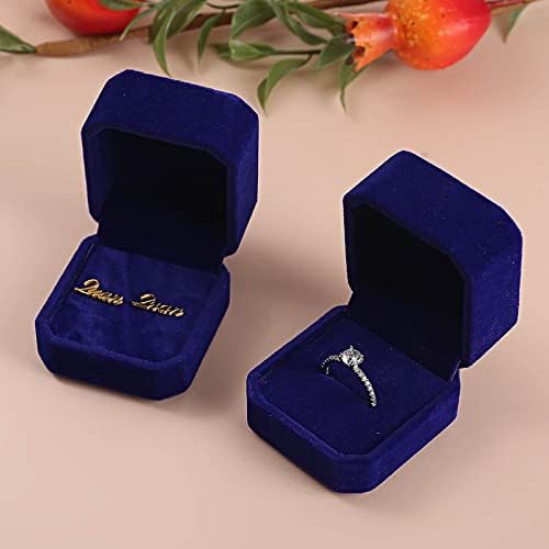 RJ Displays-6 peça Luxuosa Caixa de exibição de jóias de anel de veludo azul de cor azul para aniversário para aniversário,