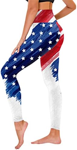 American Flag Leggings Leggings Feminino de cintura alta Estrela de bandeira Estrela Slim Pants lápis confortável Lenggings Comprimento