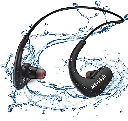 Fones de ouvido à prova d'água mtybbyh para natação, ipx8 impermeável 8 GB de mp3 player sem fio Bluetooth Swimming Headphones