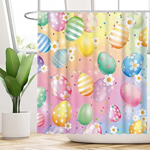 Allenjoy Easter Oggs chuveiro cortina pastel primavera colorida banheira caseira conjunto de decoração de cortina