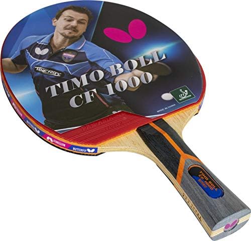 Borboleta timo boll fibra de carbono ping pong saddle | ITTF Aprovado por tênis de tênis Racket | Esponja de pingue -pongue e borracha | Camadas de carbono na raquete de pingue -pongue para energia | Profissional Ping Pong Paddle