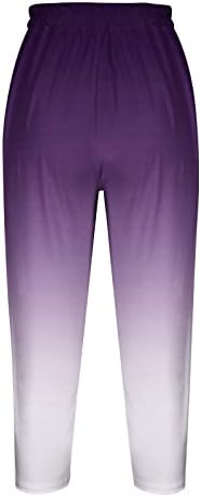 Leggings de ioga para gradiente de moda feminina Impressão de moda 3/4 pernas Sweatpant Elastic Workout Cappris Pants Crop