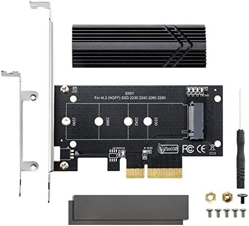 M.2 PCIE para PCIE 3.0 X4 Adaptador NVME, Card de Expansão do Controlador PCI de Velocidade PCI para PCI-E X4/X8/X16 com Cartas de Conversor de PCI de dissipador de calor de alumínio para M-Key M.2 SSD 2280/2260/2242/22230