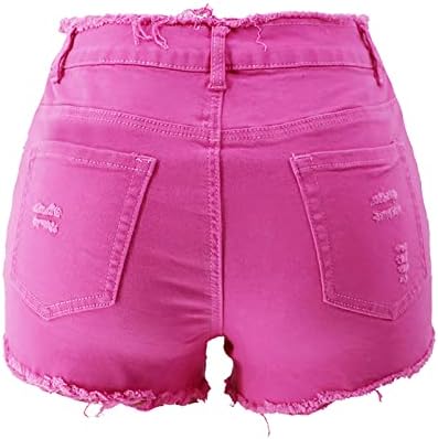 Summer Jean Shorts For Mulheres 2023 Trendy Denim Shorts desgastados bainha crua casual shorts elásticos jeans curtos