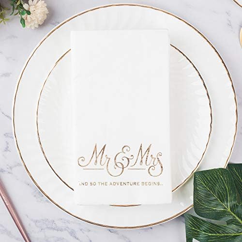 100 pacote de guardanapos de coquetel de papel branco com design de ouro ， jantar formal, aniversário, guardana
