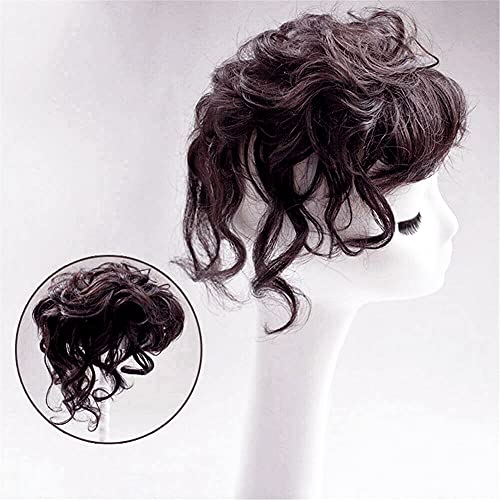 MAERY ICRAB NATURA HUMAN HUM HUMAN Topper Clipe Curly Hair Topper em cabeceira curta Cabelo curto tecendo peças de cabelo Wiglet para mulheres com cabelos afinadores 13x13cm 10 polegadas cor marrom avermelhada