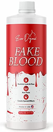 3-Pack Evo Dyne Fake Blood, feito nos EUA | Garrafa de sangue de vampiros de Halloween para fantasias, incluindo zumbi, vampiro e outros vestidos que precisam de uma cena sangrenta - parece e parece um sangue real