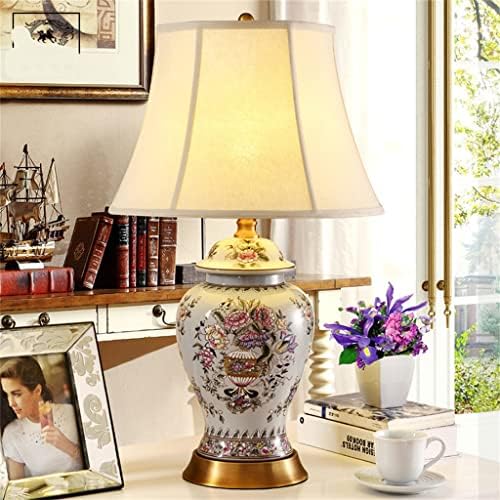 Lâmpada de mesa país país europeu de linho de cerâmica lâmpada clássica sala de estar decoração de casamento de casamento grande luz de mesa