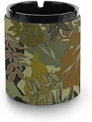 Camouflage brilhante folhas de couro cinzas portáteis Bandeja de cinzas de cigarro para carros de escritório em casa decorativos