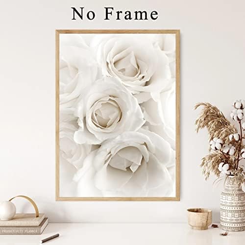 Picture White Rose Canvas Wall Flowers Branco Picture para sala de estar Quarto Pinturas de flores peônias brancas Arte de