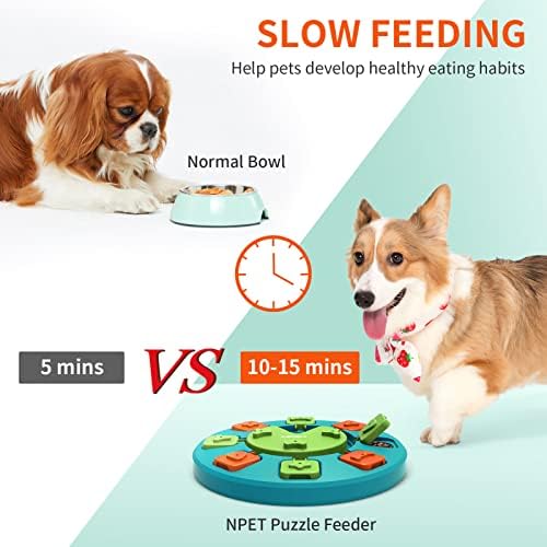 Npet ipt01 cão interativo quebra -cabeça e tigelas de cachorro com alimentador lento