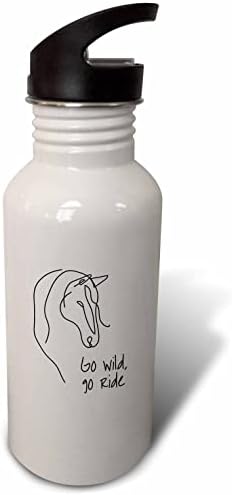 3drose vá selvagem, vá passear - uma cabeça de cavalo em um presente elegante positivo branco - garrafas de água