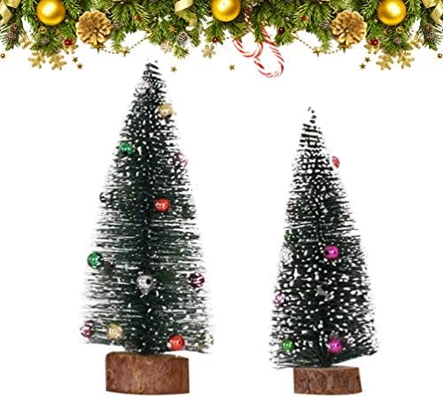 Árvore genérica de 2pcs Mini Christmas Tree Small Tree With Wooden Base Combattop Tree de Natal para Ornamentos