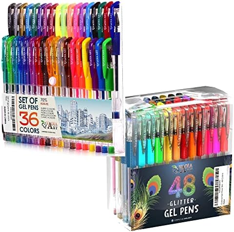 Canetas de gel colorido de arte Vaola ​​- conjuntos de 36 e 48 canetas de gel