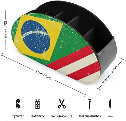 Brasil e EUA Flag Remote TV Control Storage Box Organizer com 5 compartimentos para quarto de mesa