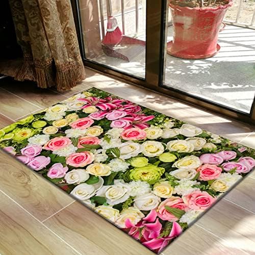 Poldhe Pink Flower 3D Impressão cênica de entrada da sala de estar mesa de café mesa de cozinha tapete tapete tapete tapete tapete