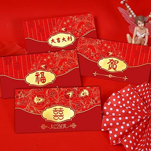 10 PCS envelopes vermelhos personagem fu chinês hongbao bolso vermelho para o dinheiro da sorte Ano novo auspicioso envelope