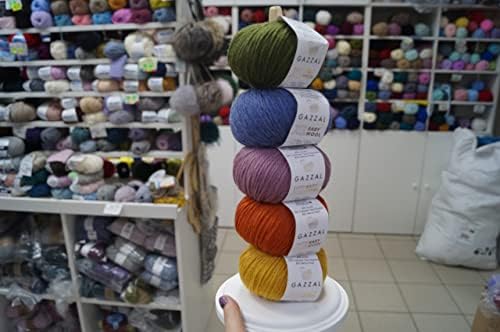 2Pack Gazzal Baby Wool XL, 40% de lã merino, 20% do tipo Cashmere Poliamida, 40% de acrílico, cada um de 1,76 oz / 109 jardas, fios