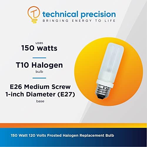 Precisão técnica 120V 150W Substituição de lâmpada de halogênio para iwasaki 150jt10/f/med/120V T10 Bulbo com e26 Base de parafuso médio - 3000k Branco quente - acabamento fosco - 1 pacote