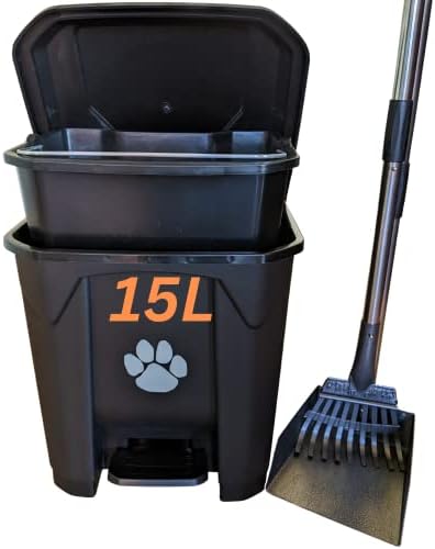 Lixo de cocô de cão ao ar livre zubydog com tampa e lixeira de resíduos internos removíveis. Inclui uma bandeja de metal durável/scooper