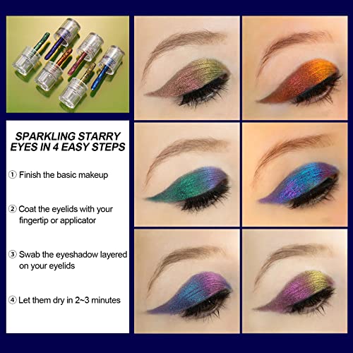 Susikeki Liquid Glitter Eyeshadow, Chameleon Multicrome Metallic Shimmer Shadows para looks ousados ​​de maquiagem Smokey, Kits de maquiagem coreanos duradouros e duradouros, opacos, opacos e brilhantes