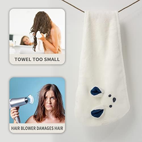Microfiber Hair Toalhas Super absorventes Secas de toalha Turbante para mulheres e meninas ， 1 pacote 9,45 polegadas x 25,2 polegadas Rápida Turbante de cabelo seco com botões para cabelos encaracolados, longos e grossos （branco）