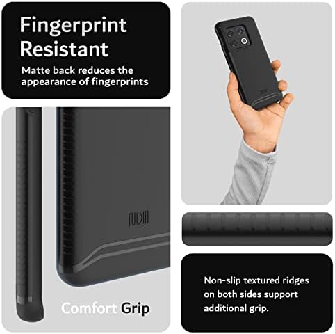 Tudia DualShield projetado para o caso OnePlus 10 Pro, [Merge] Camada Duiva de Duas Divissa de Chapão à prova de choque Proteção de borda levantada - preto fosco