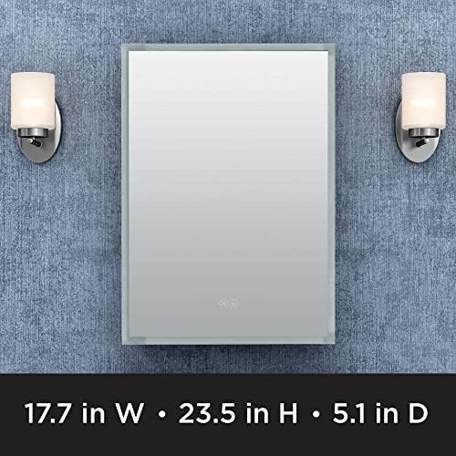 Zenna Home Edge LED LED Mirror Aluminium, Gabinete de Medicina da Série de Designers, 17,7 x 23,5 polegadas