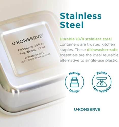 U Konserve Stoneless Aço Aço Anterior Bento Caixa de Bento, Lavagem de prato de silicone à prova de vazamento - Free de plástico - sem plástico