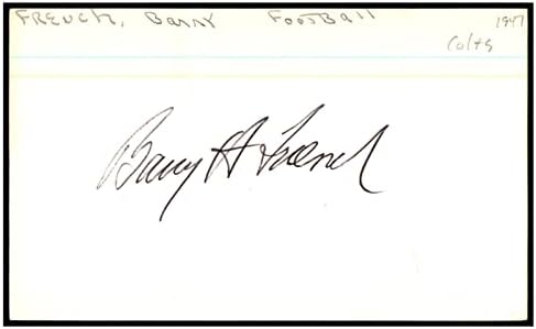 Barry French assinado cartão de índice 3x5 Autografado Colts Lions 86813 - Assinaturas de corte da NFL