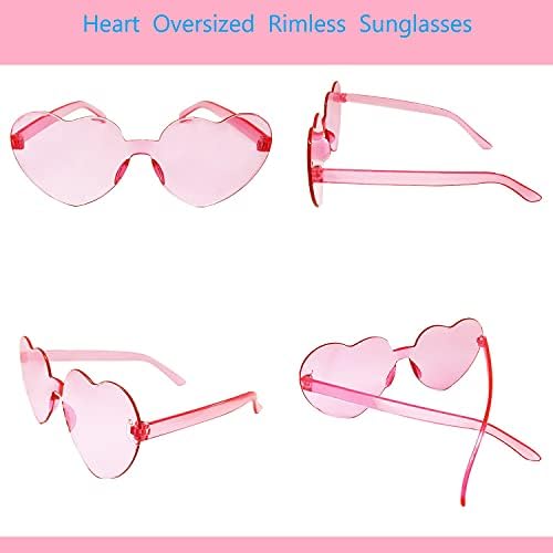 Óculos de sol sem aro Nudala 24 pacote Love Love Candy Bachelorette Party Party Glasses Funky Transparent Sunglasses
