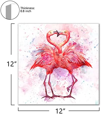 C8BUSIS Flamingos Decoração de arte de parede de lona, ​​engraçado dois flamingos rosa beijo e abraço de aquarela pinturas de imagem