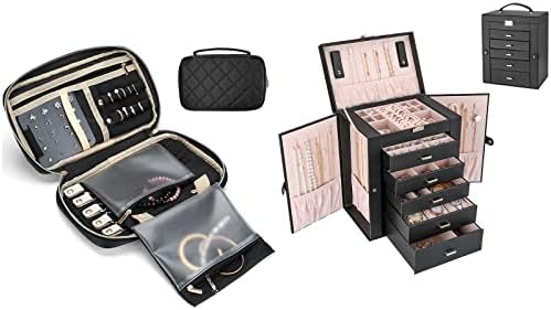 Pacote de caixa do organizador de jóias da Procase Travel com 6 camadas Caixa de organizador de jóias grandes