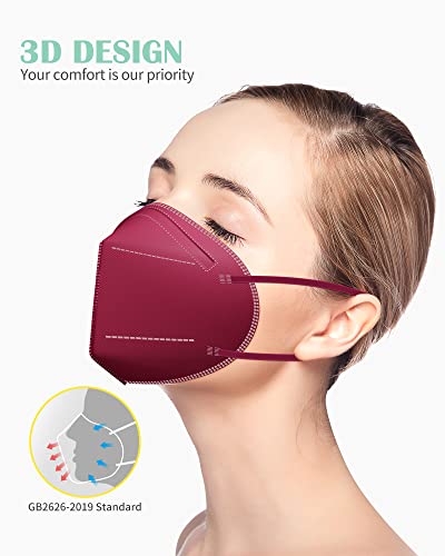 Yuikio KN95 Máscaras faciais, 60 pacote de máscara de segurança de filtro confortável de 60 pacote