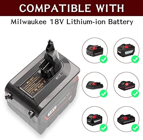 Adaptador de bateria Yibeico V7 para Milwaukee M18 18V Bateria, converta para Dyson V7 SV11 Animal sem fio Stick A vácuo Cleanter