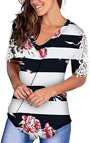 Túnicos gráficos ladries tops hollow out moda imprimindo camisa de verão na moda mangas curtas simples blusas de decote