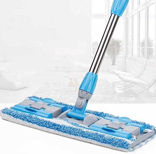 Renslat Blue Flat Mop ， Microfibra profissional, esfregão de madeira, maçaneta de aço inoxidável, lavável plana para a limpeza do piso do escritório em casa
